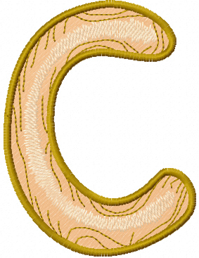 Wooden letter C free machine embroidery design 